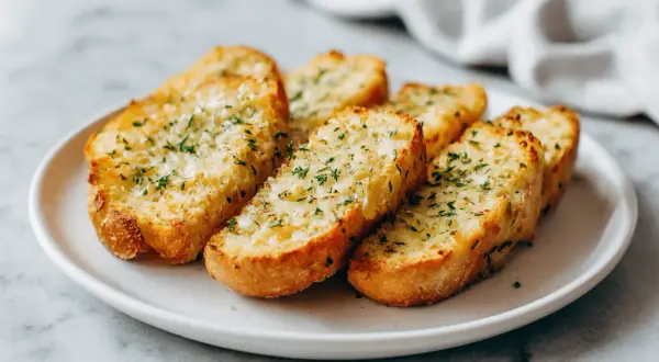 Chrupiące grzanki z airfryer, posypane ziołami, wyglądają apetycznie. Idealne jako dodatek do zupy lub samodzielna przekąska.